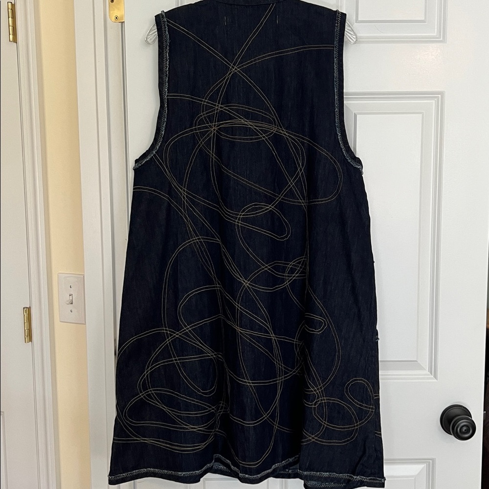 Cynthia Ashby Long Dark Blue Denim Vest, Women’s Size M (12-14) - Picture 4 of 12